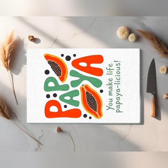 None Other - Colorful Papaya-Themed Cutting Board